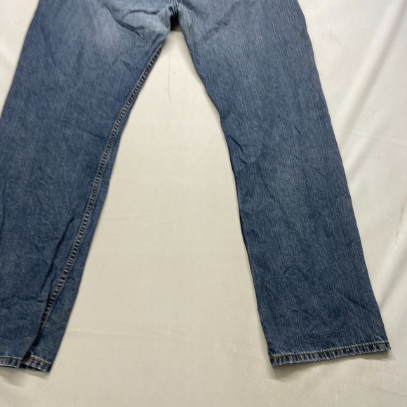 THRASHED Levi's 569 Loose Straight Jeans Mens 36x34 Blue Denim Mid Rise Zip Fly - Picture 2 of 13